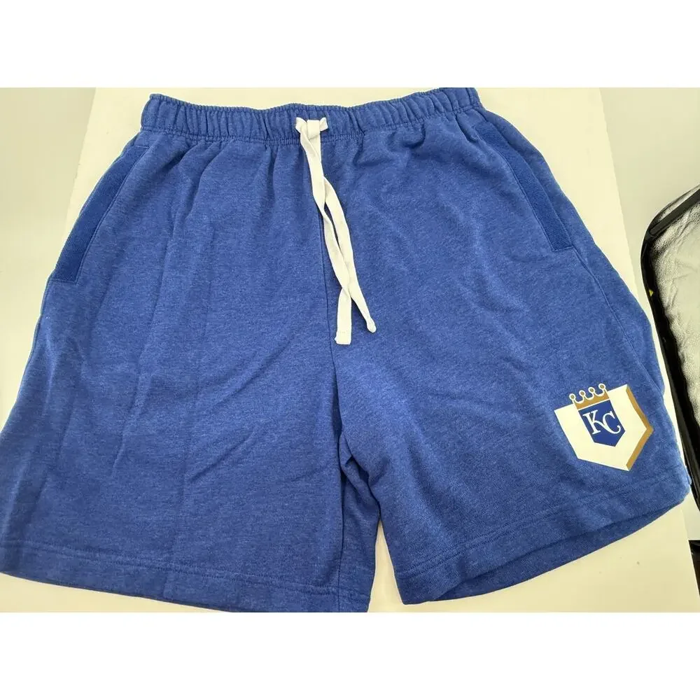 Kansas City Royals Sweat Shorts Lounge Athletic Majestic Drawstring Pockets L
